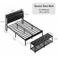 thumbnail image 4 of VECELO 2-Piece Bedroom Sets, Queen Size Bed Frame with Storage Bench, Leather Bedframe with Charging Stations, Black, 4 of 10