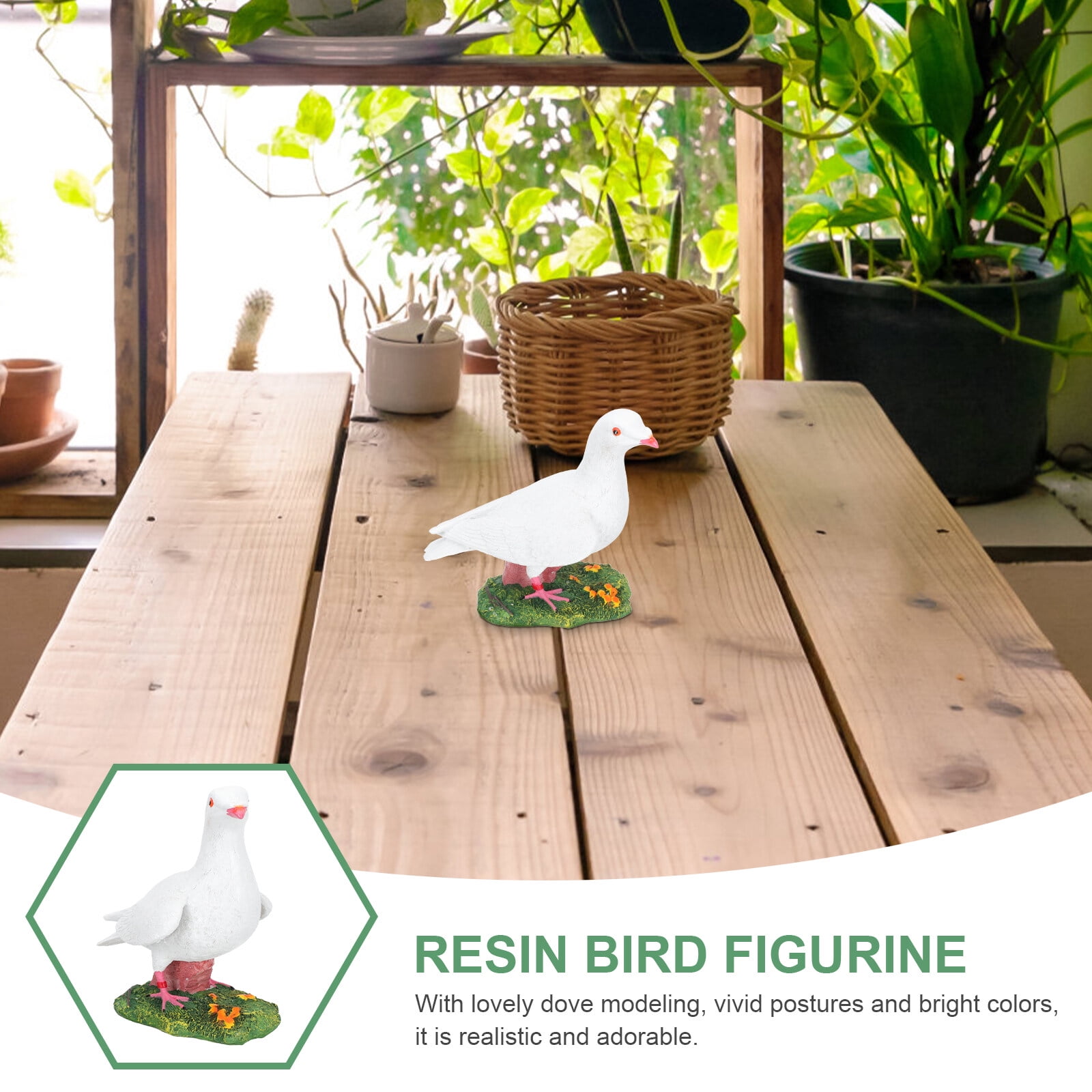 Garden Rabbit Statue Pigeon Decor Simulation Ornament Miniature Bird Sculpture
