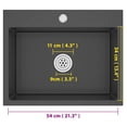 thumbnail image 4 of vidaXL 23.2-inch Kitchen Sink with Strainer, Top-Mount Sink Single Bowl, Black Stainless Steel, 4 of 11