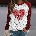 thumbnail image 2 of Penkiiy Hauts de Mode à Manches Longues pour Femmes, Col Rond Mignon, Blouse Tendance, Saint-Valentin 2025, Grande Taille, Imprimé Cœur d'Amour, Rouge, 2 of 5