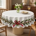 thumbnail image 4 of Tyidzon Christmas Round Tablecloth 60 inch Garland Bow Print Tablecloth, Waterproof Holiday Cover for Dinner Party, Xmas Home Kitchen Table Decor, 4 of 6