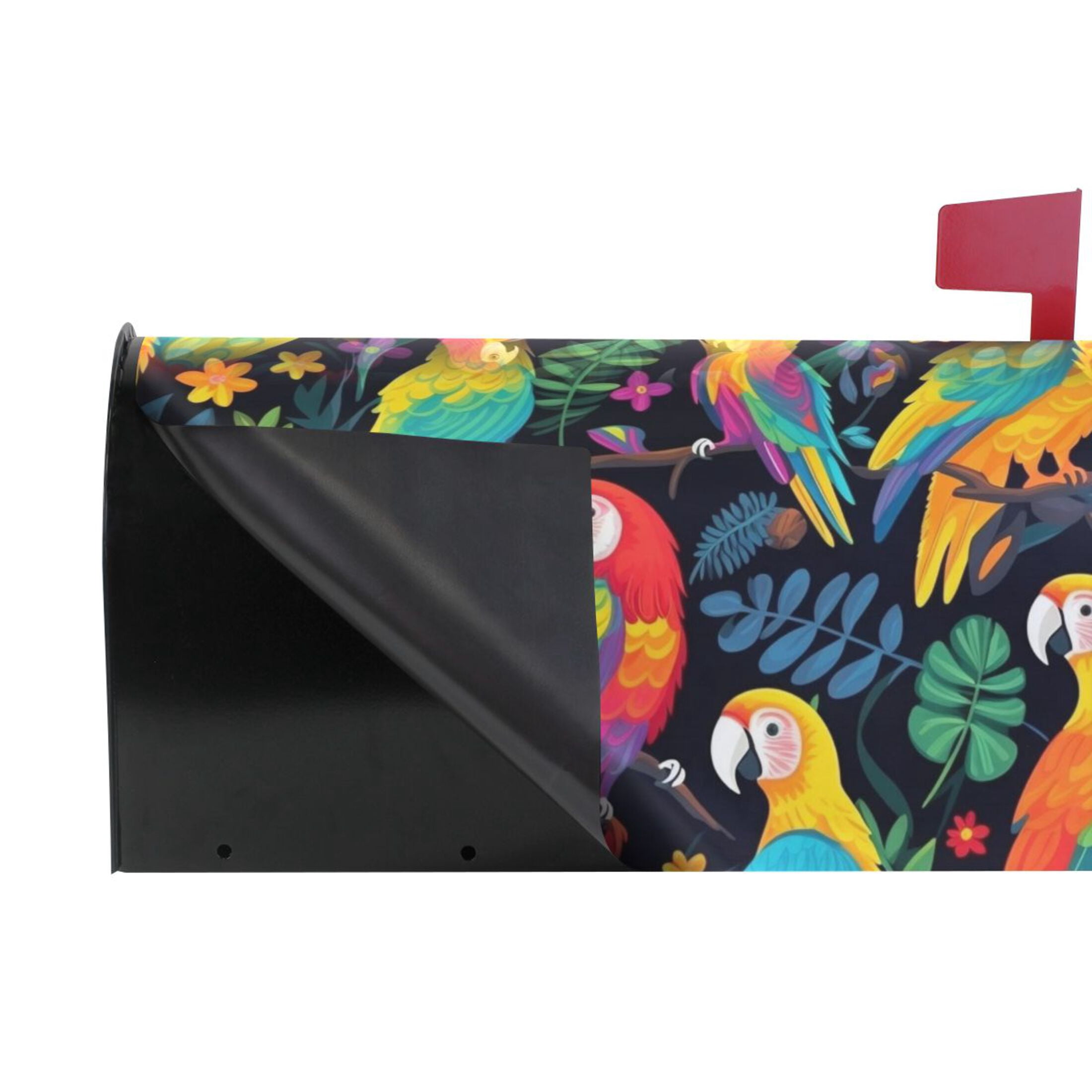Colorful Parrot Bird and Leaf Magnetic Mailbox Covers 25.5" X 21" Post Letter Box Wraps Waterproof Garden Yard Outdoor Decoration