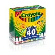 Crayola 40 Count Ultra-Clean Washable Broad Line Markers Conical Marker Point Style - Assorted - 40 / Set