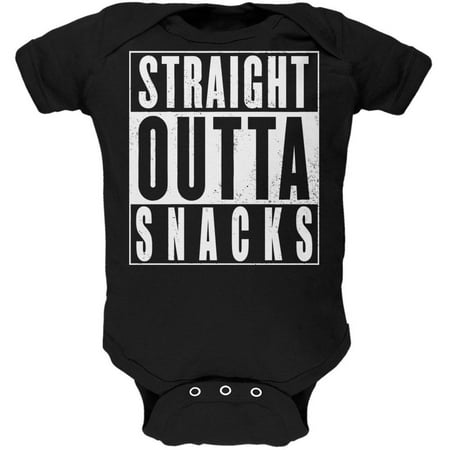 Straight Outta Snacks Black Soft Baby One Piece