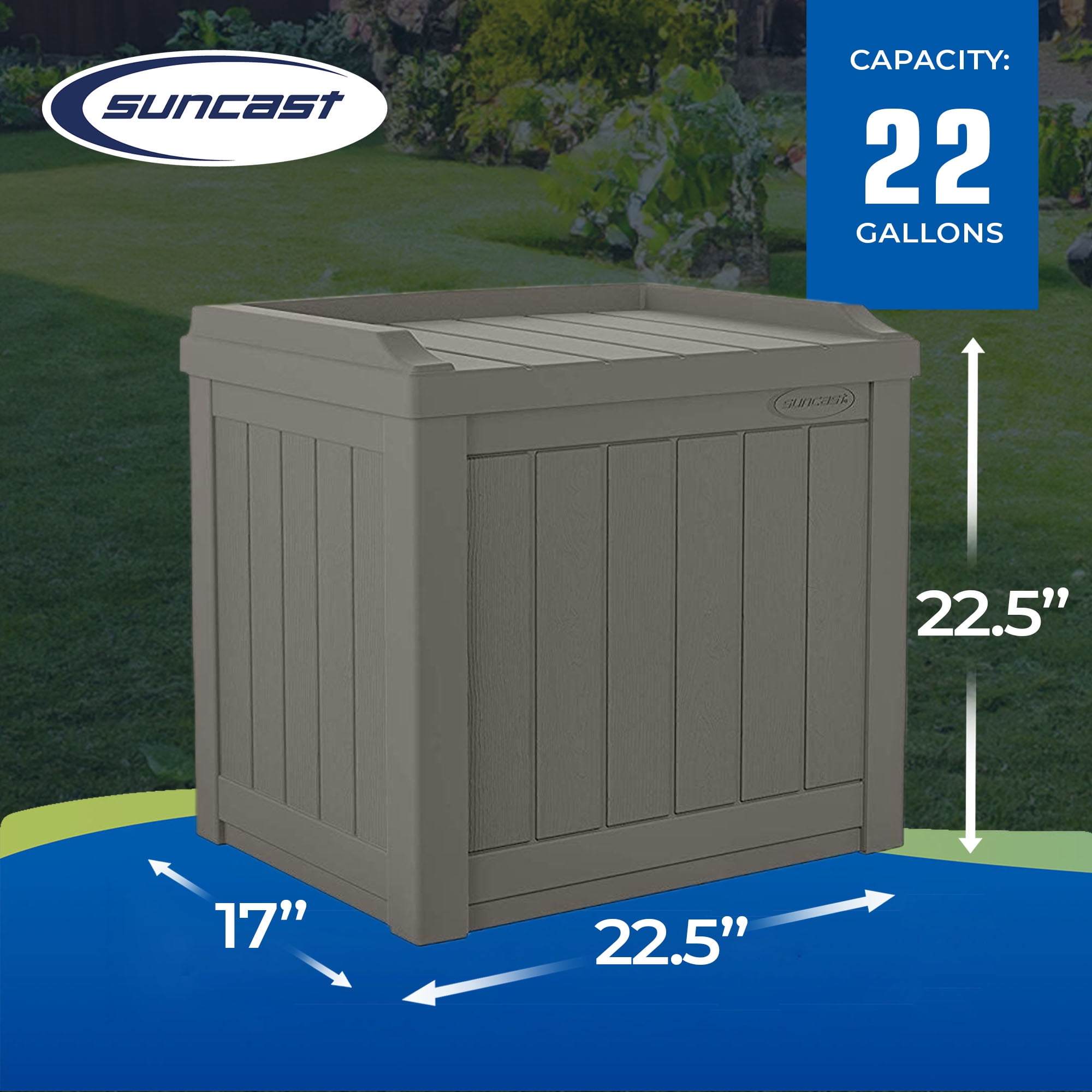 22 Gallon Small Deck Box with Storage Seat - Stoney