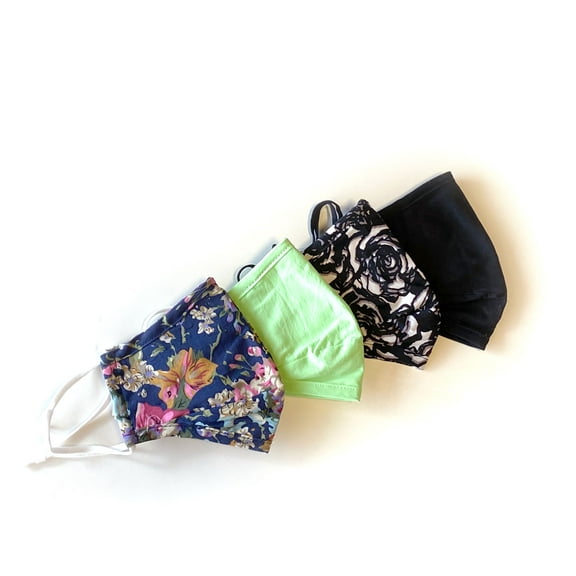 Adult Fitted Cotton Cloth Face Mask w/ Filter Pocket - Reusable Fabric Comfortable Face Mask - 3 Layer - Washable w/ Adjustable Ear Loops and Nose Bridge - Variety Pack C