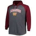 thumbnail image 2 of Men's Fanatics Burgundy/Heathered Charcoal Washington Football Team Big & Tall Lightweight Raglan Pullover Hoodie, 2 of 3
