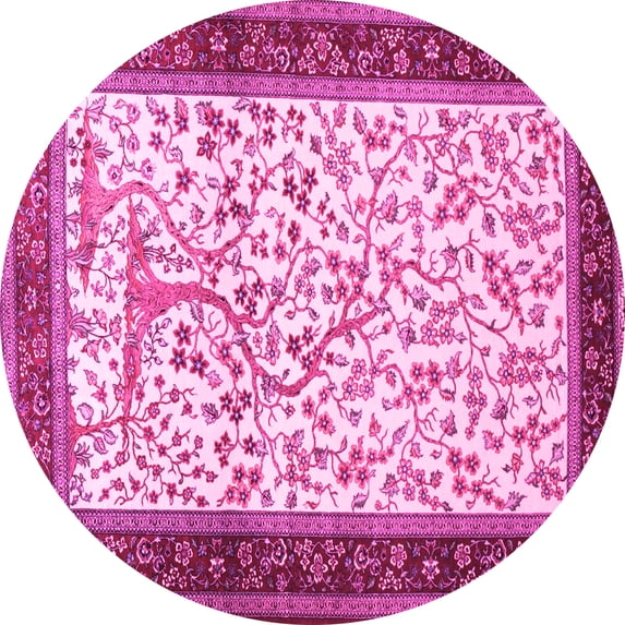 Ahgly Company Indoor Round Animal Pink Traditional Area Rugs, 7' Round