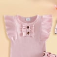 thumbnail image 4 of CAUYDY 0-3Months Baby Girl Clothes Infant Newborn Girls Summer Outfits 6-9Months 12-18Months Baby Clothing Romper Shorts Set with Headband 3PCS Set (Sizes 3-6 Months,L4-Pink), 4 of 6
