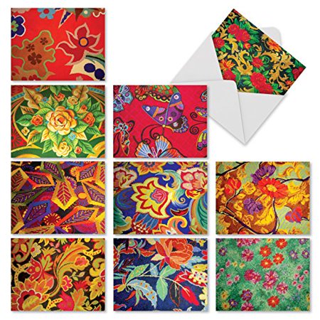 'M2304 VEGAS CARPETS' 10 Assorted Thank You Notecards Featuring Colorful Patterns Reminiscent Of Carpets In Las Vegas Casinos with Envelopes by The Best Card