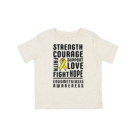 

Inktastic Endometriosis Awareness Strength Courage and Support with Yellow Ribbon Gift Toddler Boy or Toddler Girl T-Shirt