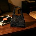 thumbnail image 3 of Woven Tote Bag 13x7.9 Inch Lightweight Cotton Rope Handbag Compact Hollow Woven Purse for Daily Beach Vacation Shopping Casual Use, 3 of 6