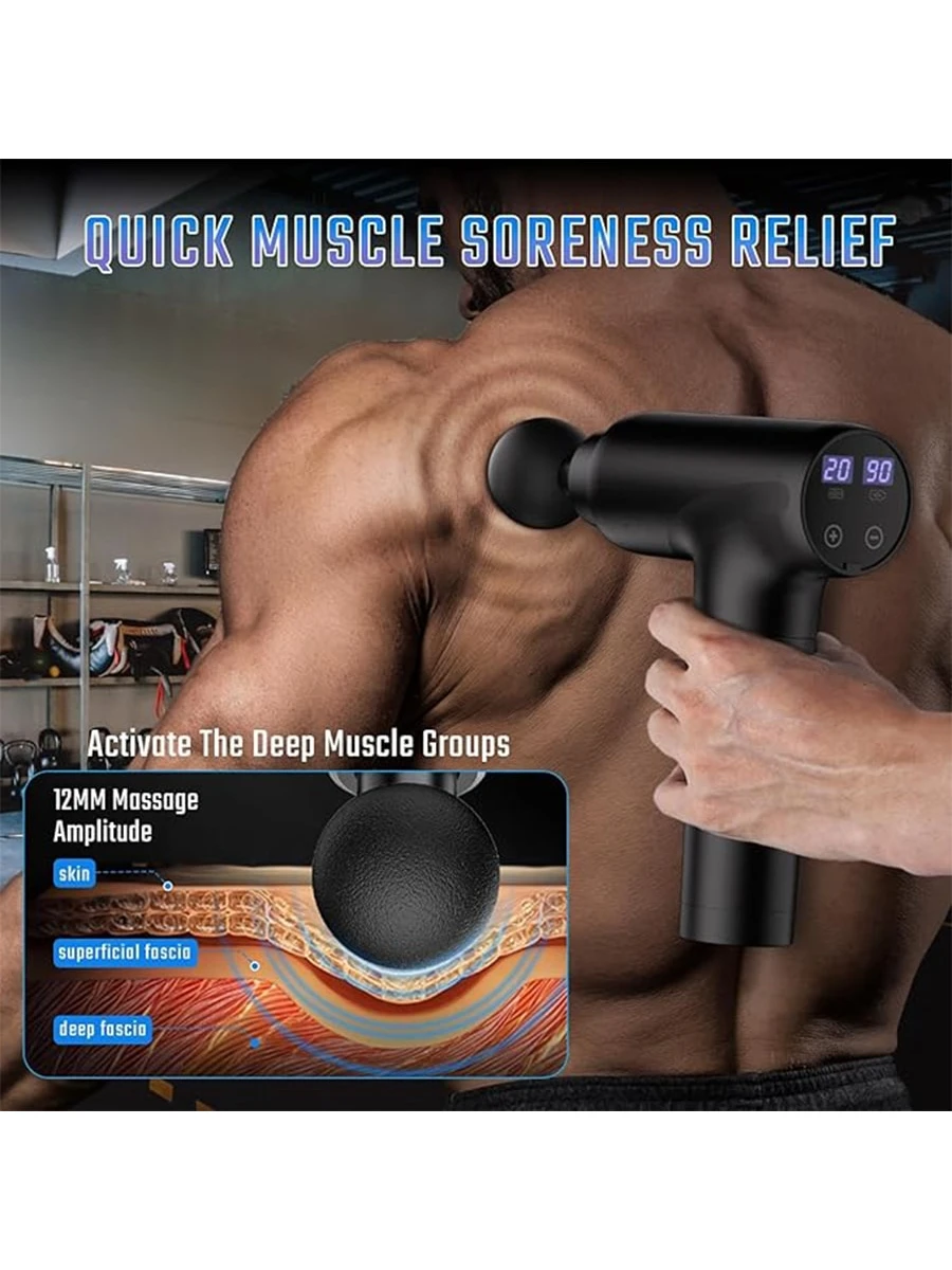 Muscle Massage Gun LCD Display Percussion Deep Tissue Muscle Massager 7 Speed Quiet