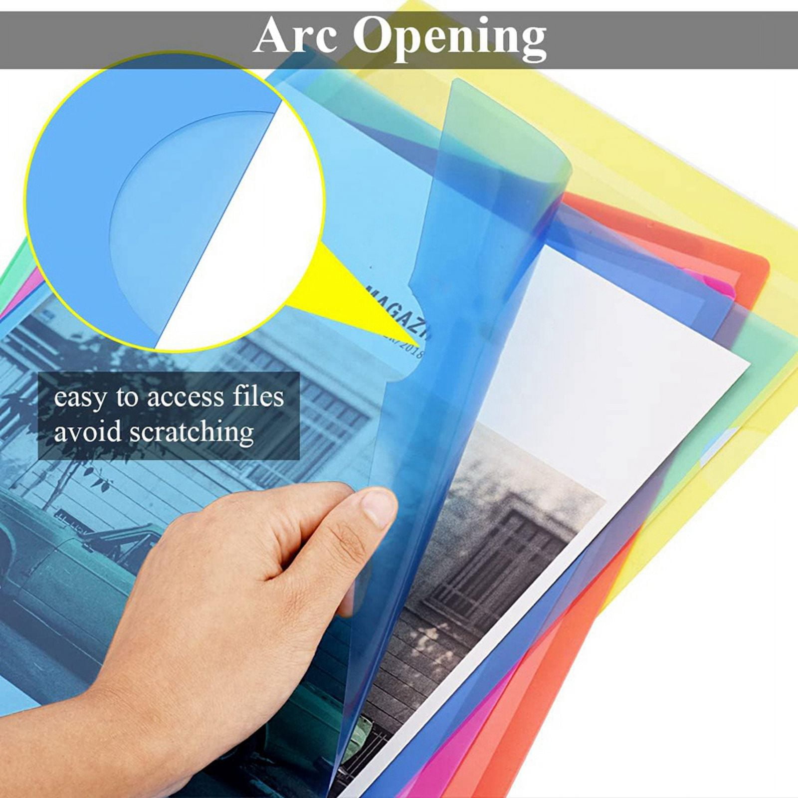 WM25 50Pcs Plastic Folders A4 Sleeves Wallets for Protection Files with Top & Side Open Sleev