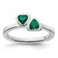 thumbnail image 3 of Auriga Fine Jewelry 925 Sterling Silver Created Emerald Double Heart Ring Size 8 for Women, 3 of 6