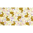 thumbnail image 2 of Easter Bunny Vinyl Tablecloth, Spring Welcome Country Gold Silhouette Rabbit with Colorful Flowers - Flannel Backed Vinyl Tablecloth, 52" x 52" Inch Square, 2 of 2