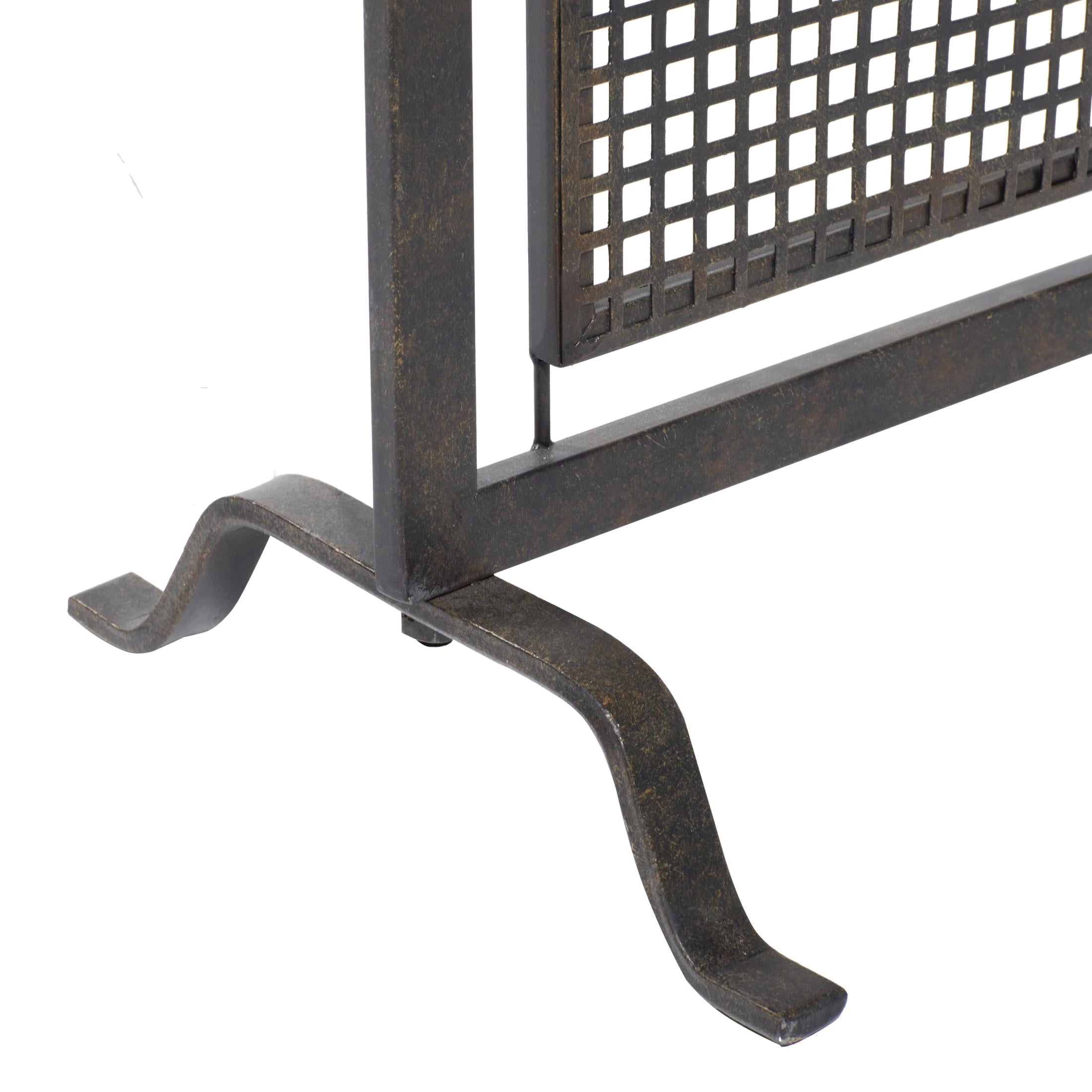 DecMode Contemporary Metal Mesh Fireplace Screen, 38"L x 9"W x 35"H, Black with Semi-Matte Finish
