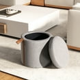 thumbnail image 2 of 14" Round Storage With Upholstered Top - Gray Version Leather Detail In, 2 of 6
