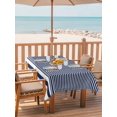 thumbnail image 2 of Outdoor Table Cloth with Umbrella Hole and Zipper, Farmhouse Navy Blue White Striped Waterproof Rectangle Tablecloth 52"x70", Modern Stripes Washable Table Cover for Outside Party Patio Picnic, 2 of 8