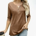 thumbnail image 6 of Guieoi Womens Tops Plus Size Womens Button V-neck Three Quarter Sleeve 3/4 Sleeve Raglan T-shirt Loose Top Brown Black*Friday/Cyber*Monday, 6 of 9