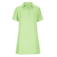 thumbnail image 4 of Pisexur Robes d'Été pour Femmes Couleur Unie à Rayures en Coton et Lin Mode Décontractée Robe Midi à Col en V Fluide Ample à Manches Courtes Robe d'Été Confortable Évasée Boutonnée Robe de Plage Robe Grande Taille P-3TG, 4 of 7