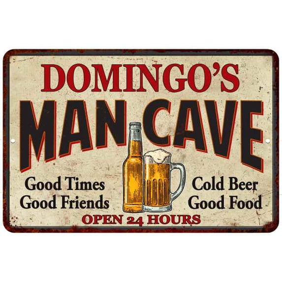 DOMINGO'S Man Cave Sign 8 x 12 High Gloss Metal 208120011496
