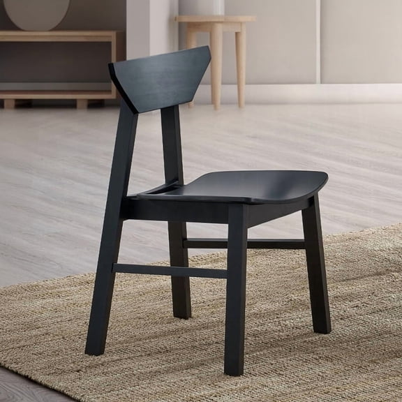 Modern Contemporary Black Finish Side Chairs Set of 4, Wooden Dining Kitchen Furniture