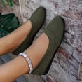 thumbnail image 5 of Women's Lightweight Ballet Flat Shoes Wedge Solid Color Slip On Low Top Dress Shoes Breathable Knit Barefoot Shoes Green Size 9.5, 5 of 7