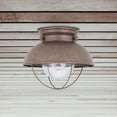 thumbnail image 2 of sea gull lighting 8869-44 sebring one-light outdoor flush mount ceiling light with clear seeded glass diffuser, weathered copper finish, 2 of 5