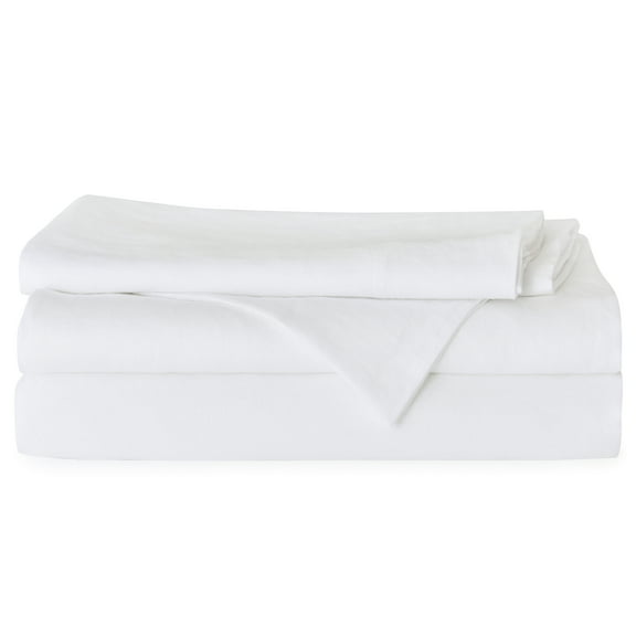 Levtex Home - 100% Linen - King Sheet Set - Washed Linen - White - Set Includes : Flat Sheet (112x102+4in.), Fitted Sheet (78x80+15in.) and 2 Pillow Cases (20x40+4in.)