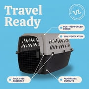 (3 pack) Vibrant Life Large Plastic Hard-Sided Pet Carrier, Black and Gray, 90 lb Limit