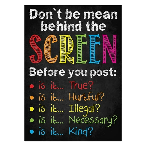 Don't be mean PC Poster Computer Science Classroom Poster, Stem Technology Education Chart, Keyboard Coding Computer Lab Wall Art For Kids Class, Digital Keyboarding Posters