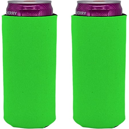 

Blank Soft Foam Collapsible Slim Can Coolie (Neon Green 2 Pack)