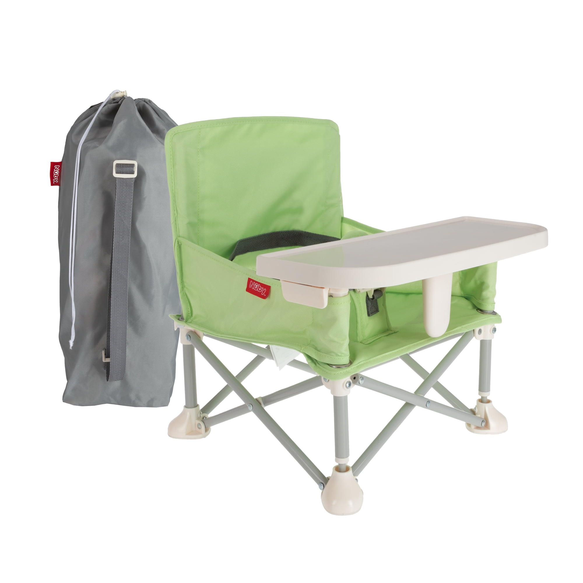 Nuby Pop-Up Portable Booster Seat with Removable Tray, Green