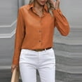 thumbnail image 4 of Sevevn Long Sleeve Tops for Women Fashion Women's Casual Solid Color Blouses Button Long Sleeved Turndown Collar Top Holiday Gift Finder, 4 of 5