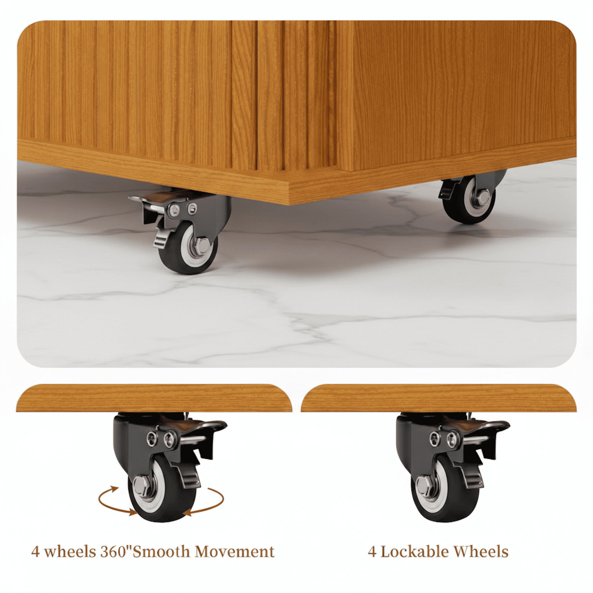 AISWORD Rolling Kitchen Island with Drop Leaf, Sliding Door, Drawers & Spice Rack, Yellow