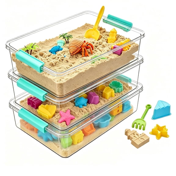Sindcom 6 Qt Plastic Storage Bins with Lids, Clear Sensory Bins, Arts Crafts Organizers and Storage, Stackable Containers for Home Office and School Supplies, 3 Pack