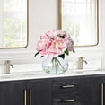 thumbnail image 4 of Peonies Artificial Flowers with Glass Vase, Silk Faux Peony Flower Arrangement with Faux Water, Fake Flowers in Vase for Table Centerpieces, Pink, 4 of 10
