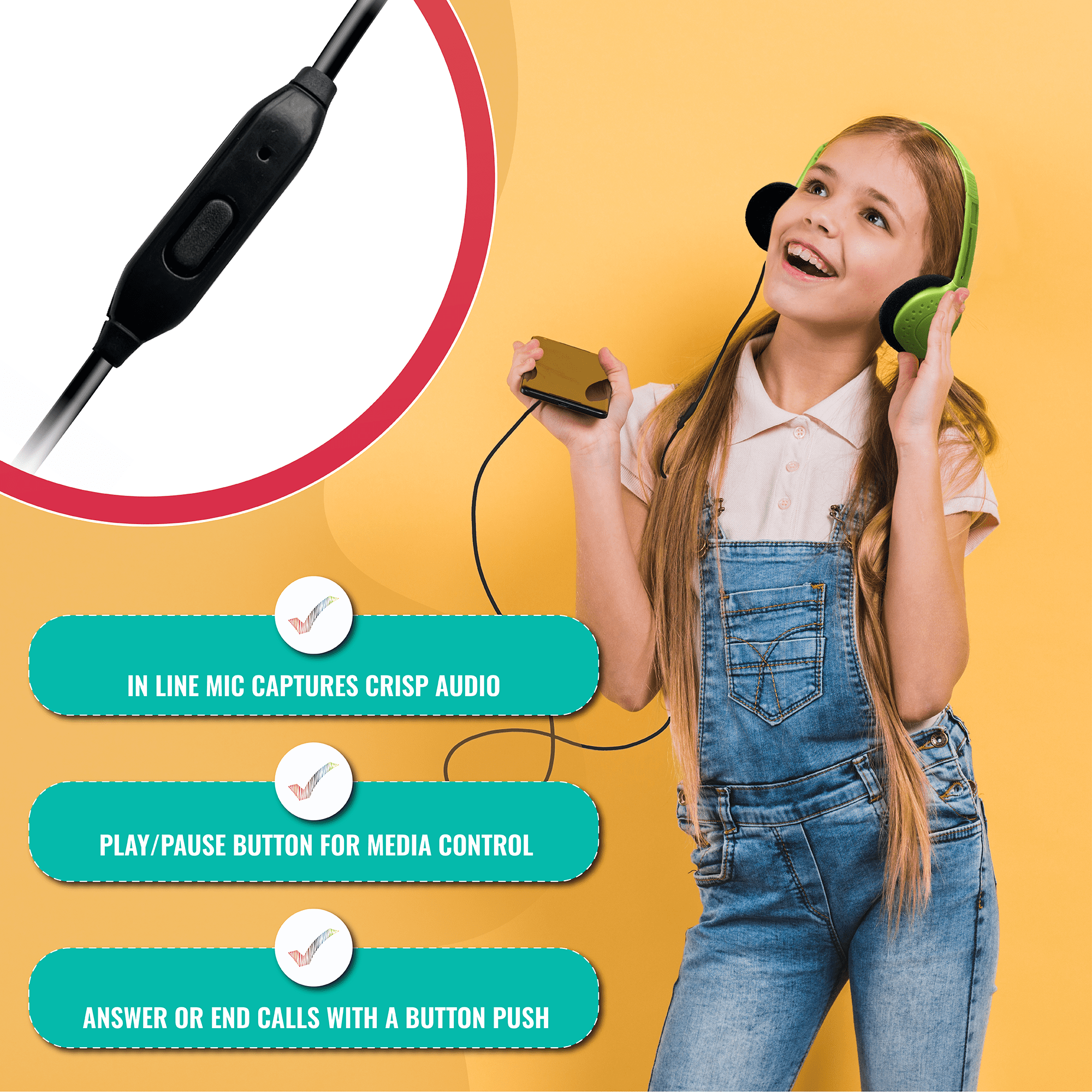 Bulktech Wired On-Ear Headphones with 2.5mm Connector, Bulk Wholesale, 10 Pack, Assorted Colors