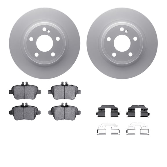 Dynamic Friction Company Rear Geospec Brake Rotors with 5000 Euro Ceramic Brake Pads includes Hardware 4612-63060