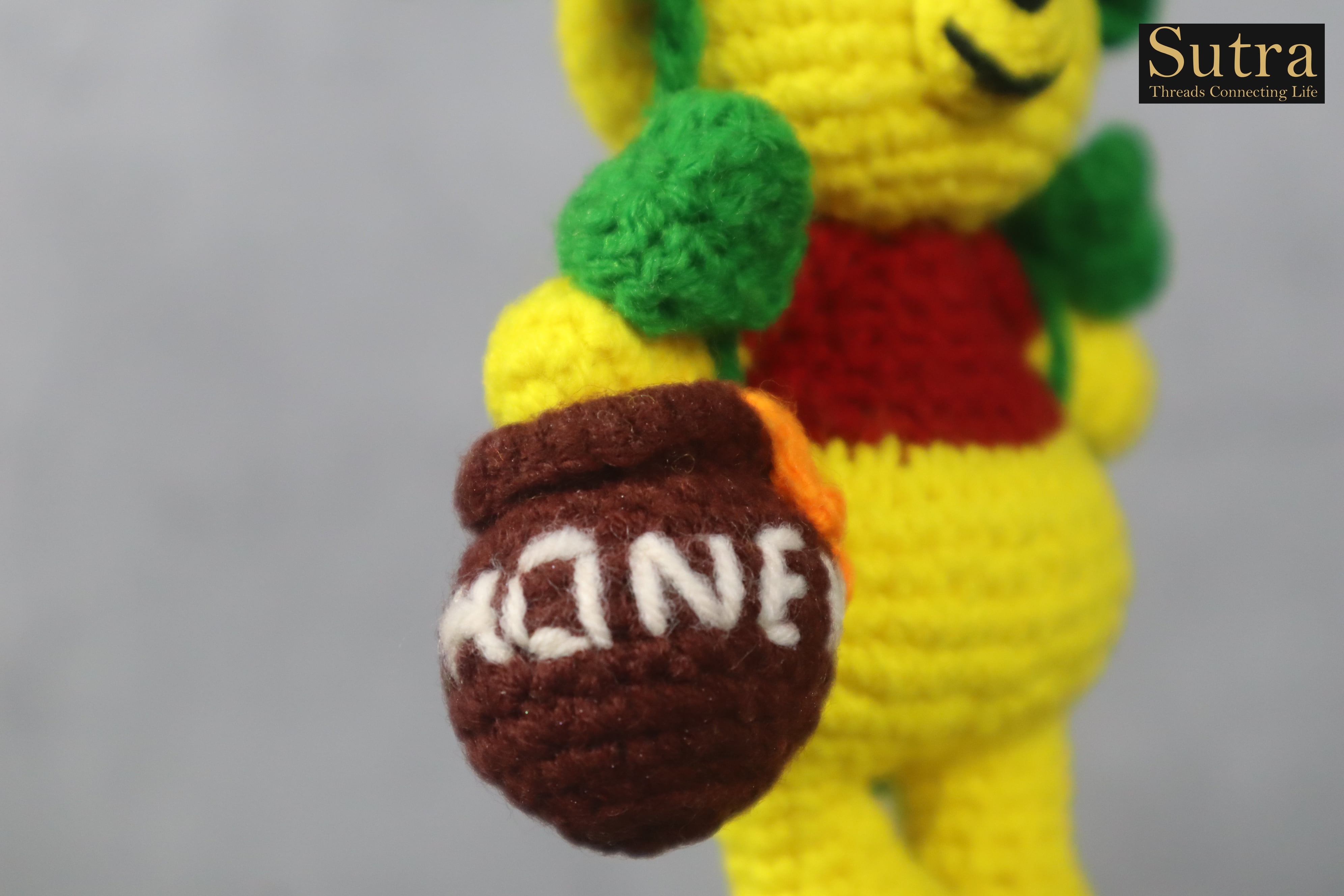 Winnie the Pooh Crochet Stuffed Toy, Designer Handmade Honey Bear Toy