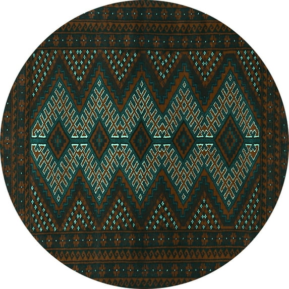 Ahgly Company Indoor Round Persian Turquoise Blue Traditional Area Rugs, 4' Round