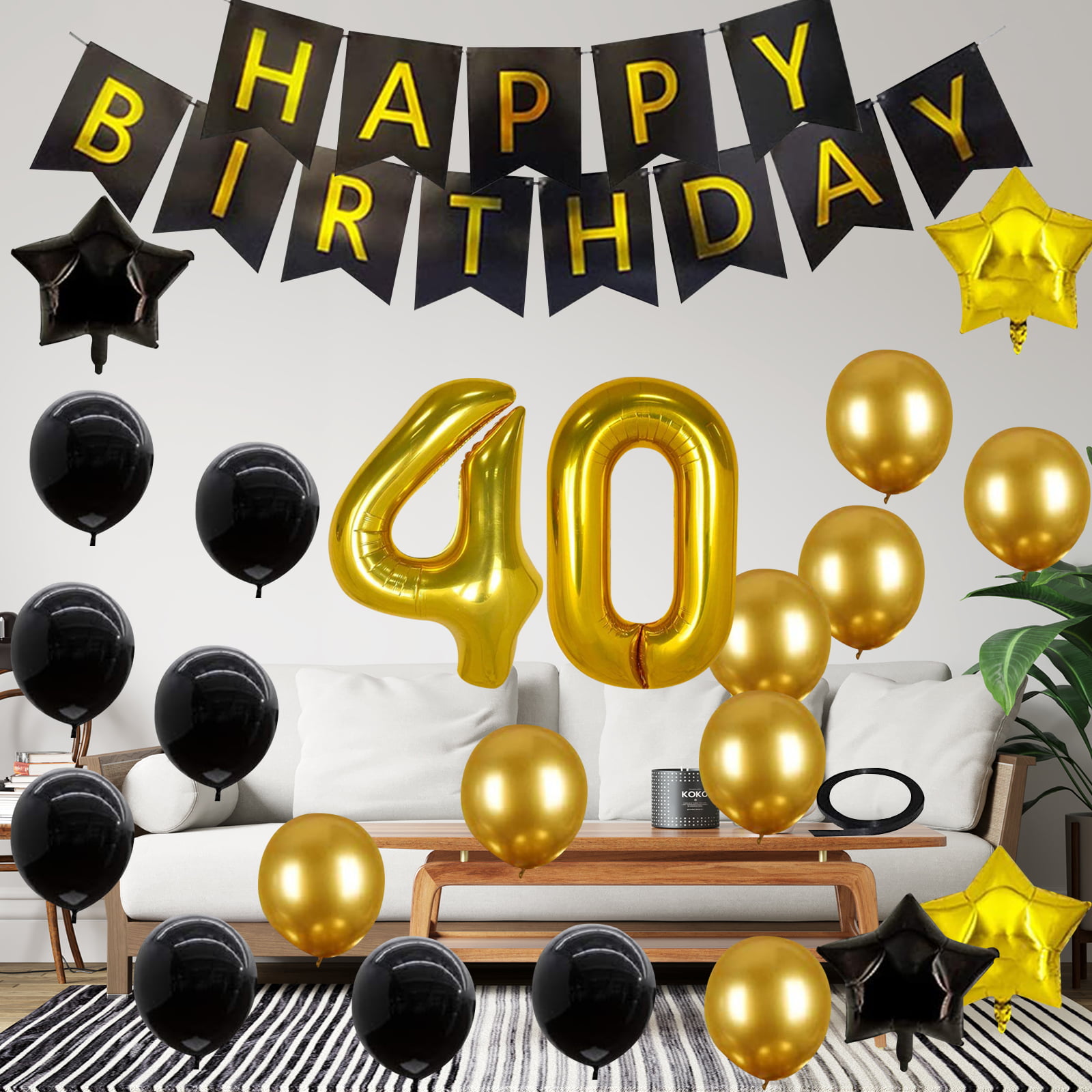 40th Birthday Party Banner Decoration Supplies for Men Women Happy 40 th Birthday Banner Forty Birthday Banner Garland Sign 40 th Anniversary Party Decoration 40 & Fabulous Gold Theme Banner