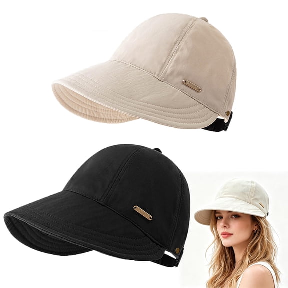 Women's Wide Brim Sun Visor Hat, UPF 50 UV Protection Adjustable Ponytail Breathable for Hike Fish Runn Golf
