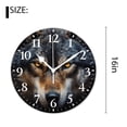 thumbnail image 2 of 16 Inch Wall Clock Battery Operated Silent Clock Decorative for Office, Kitchen, Outdoor, Living Room，Wolf Head Image, 2 of 4