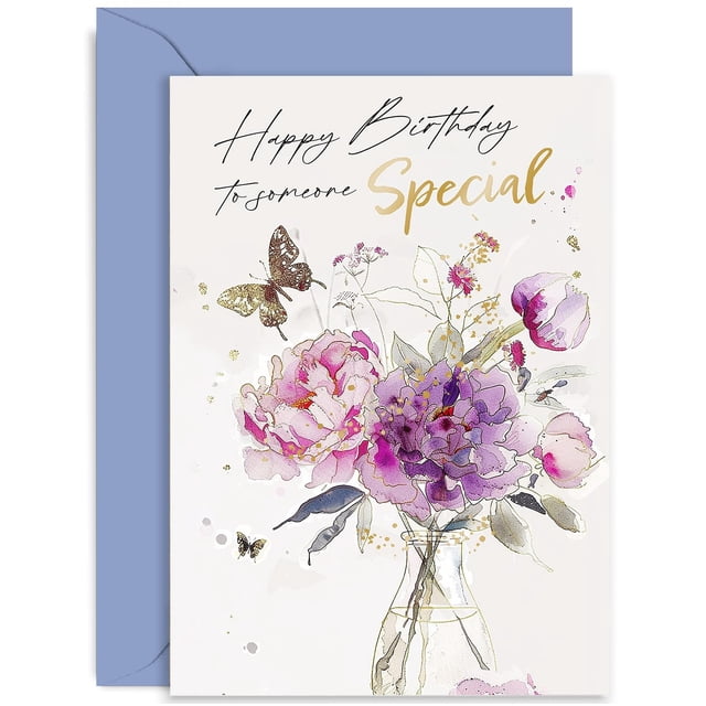 Tarjeta de cumpleaños con diseño de ramo de cumpleaños de una empresa inglesa antigua