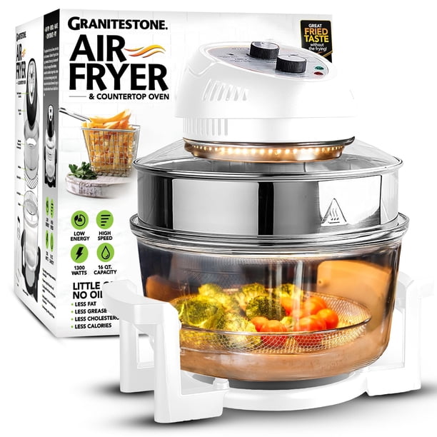 Big Boss Freidora de aire de vidrio grande de 16 cuartos no tóxica, gran cocina halógena con más de 50 freidoras de aire libro de recetas para comidas para toda la familia, alimentos crujientes más