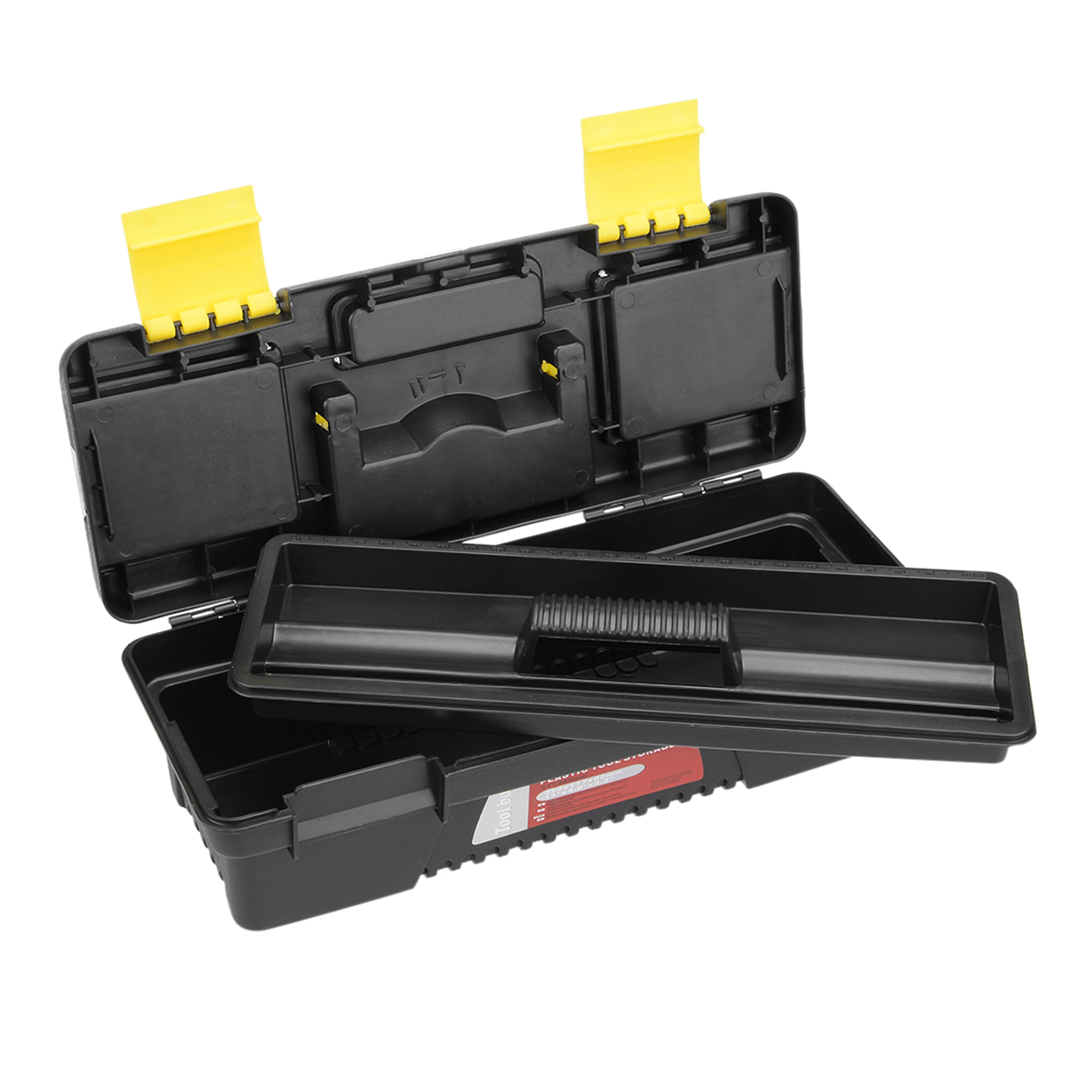 11inch Tool Box, Plastic Tool Box with Tray and Organizers Includes