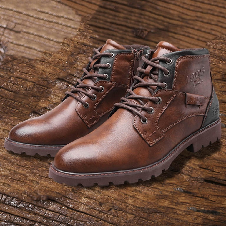 KELINFONG Mens Leather Chukka Dress Boots Casual Mid Top  display picture 1
