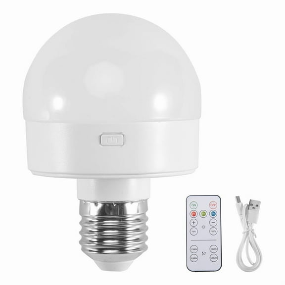 Rechargeable Battery Operated Light Bulbs, 300LM E26 Screw in Bulb for Lamps with Remote Control Dimmable&Timer